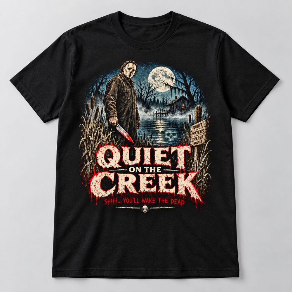 Quiet on the Creek Horror Graphic T-Shirt Vintage Slasher Halloween Tee